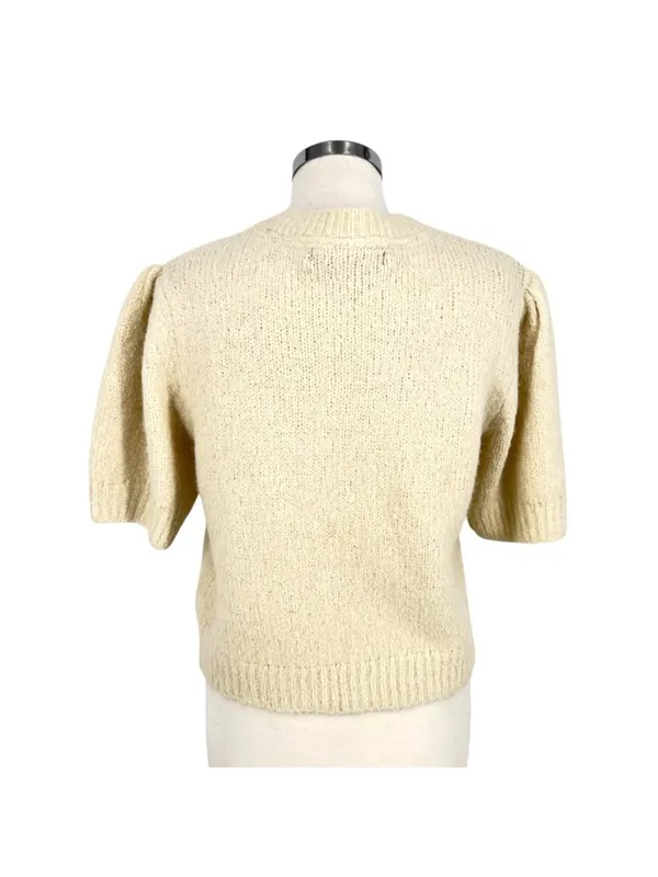 Vero Moda Puff Sleeve Cream Sweater Size Large Light Academia Cottagecore - Image 6