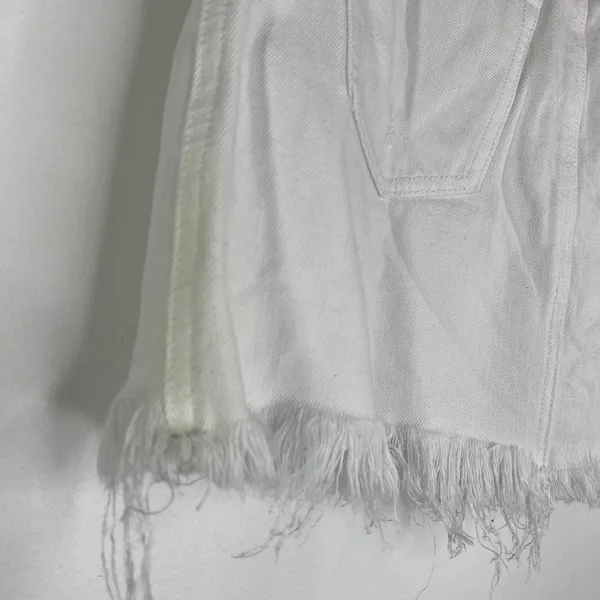 Sanctuary‎ White Denim Frayed Zipper Detail Mini Jean Skirt Womens Size 24 - Image 5