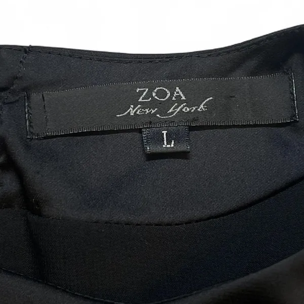 ZOA New York Black Satin Puff Sleeve Mini Dress Size Large EUC Perfect - Image 2