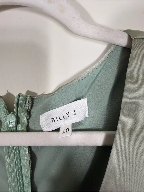 Billy J Amara Maxi Dress Satin Sage Green Olive Size 10 - Image 6