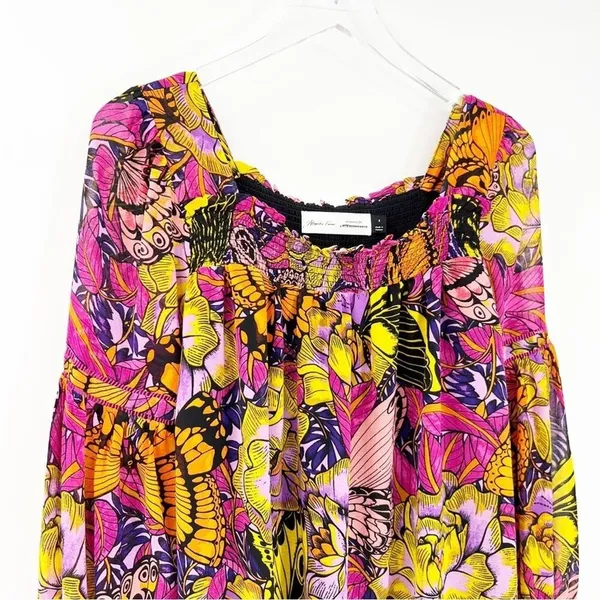 NEW Anthropologie x Alexandra Farmer Puff Sleeve Floral Popover Blouse S Cottage - Image 5