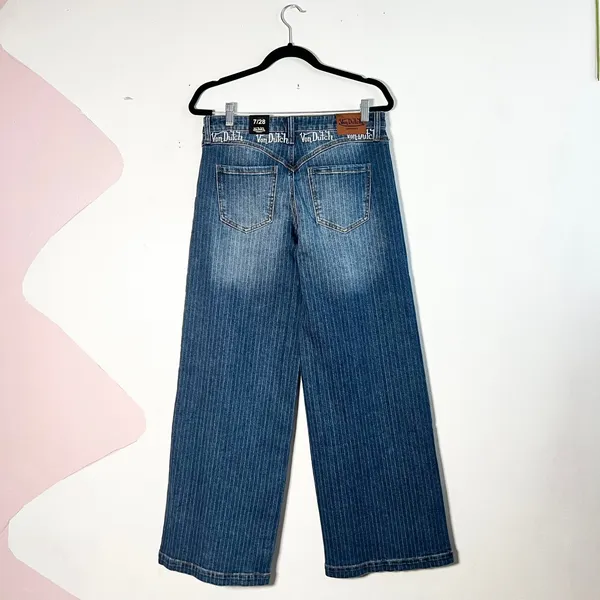 Von Dutch Jeans Size 28 Wide Leg Logo Y2K Streetwear Baggy - Image 2