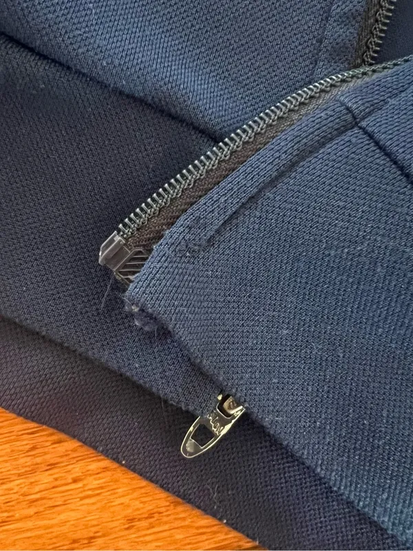 Source Unknown 90s vintage Navy Full-Zip Track Athletic Jacket with Light Blue Stripe - Image 3