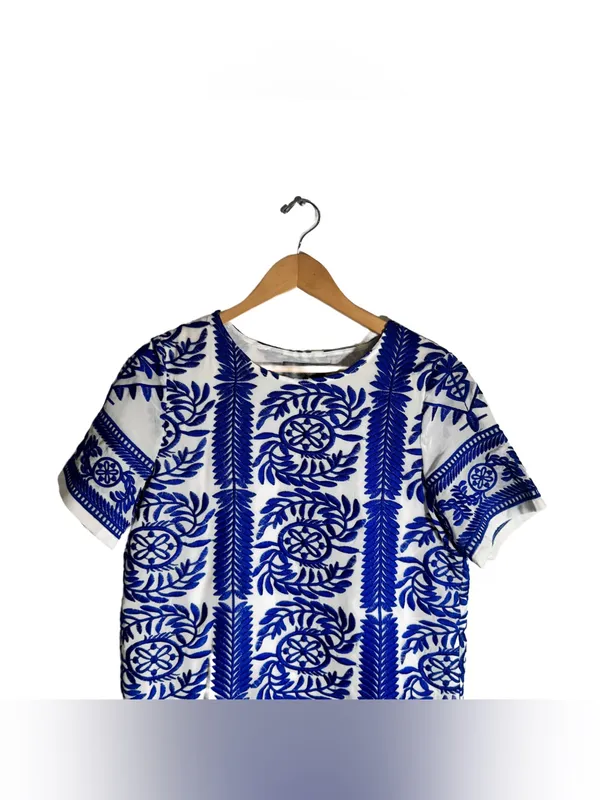 Lulu's Fond of You Shift Dress Women's Small Blue Embroidered Mini Coastal Vacay - Image 3