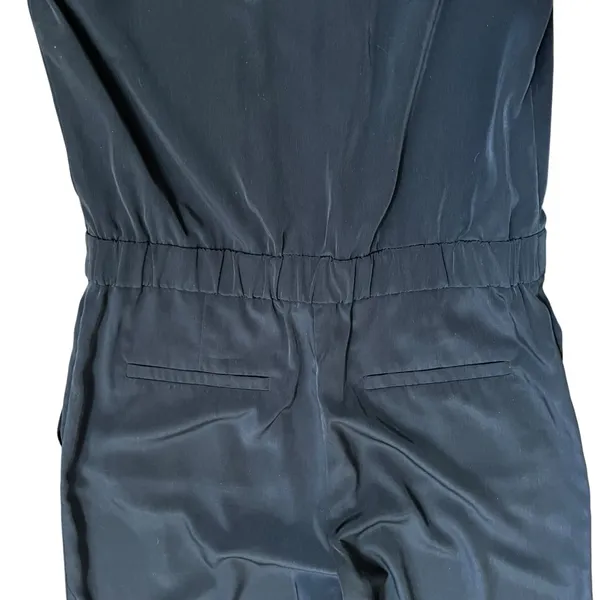 J.Crew Navy Blue Trench Jumpsuit One Piece Pants Crop Silky Sz 2 Pockets Career - Image 9