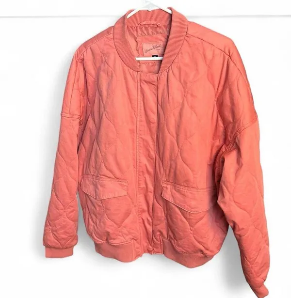 Universal Threads Quilted Coat Pink Coral Snap Zip Oversized XXL - Image 4