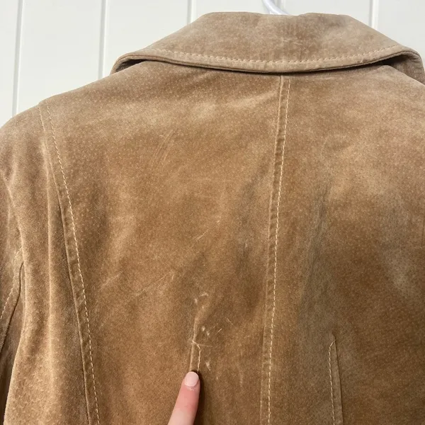 EUC‎ Wilsons Leather women’s light tan collar button up genuine leather jacket S - Image 6