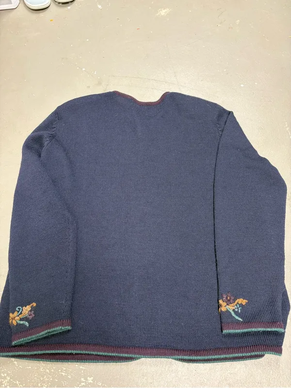 Koret Vintage Floral Paisley Embroidered Knit Cardigan Sweater Womens Medium - Image 5