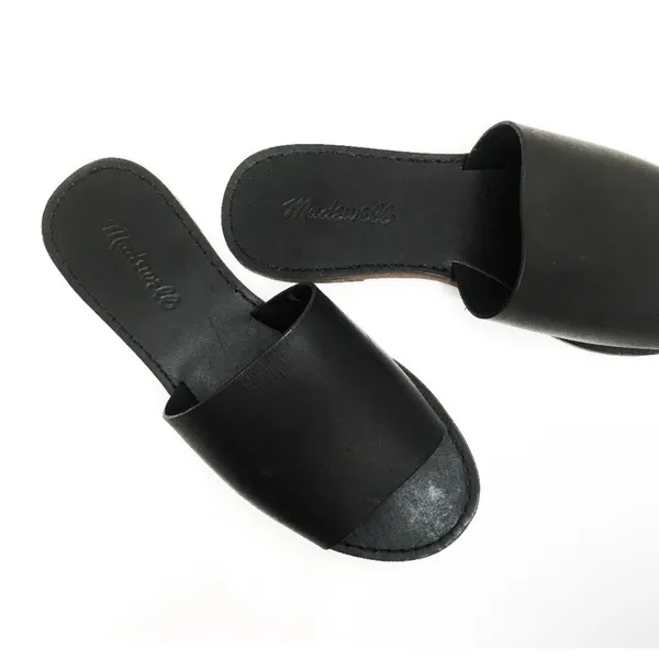 Madewell Boardwalk Post Slide Sandal Leather Black 10 - Image 2