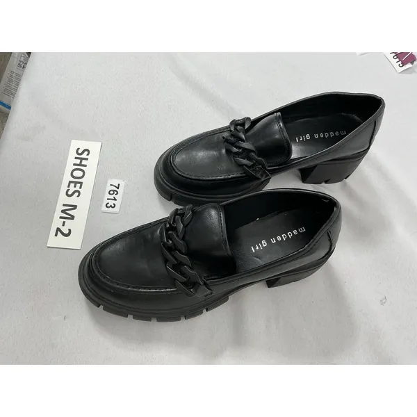 Womans Excellent Madden Girl Hoxxtonn Chunky Platform Chain Loafers 7.5 M Black - Image 3