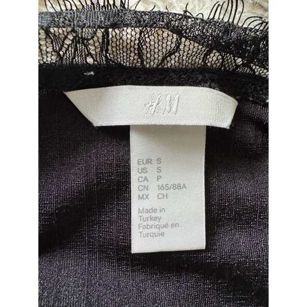 H&M Black Lace Trim Cami Tank Top Size Small Y2K Forest Fairy Whimsygoth - Image 5