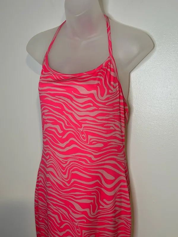 PRETTYGARDEN Fitted Pink Zebra-Print Maxi Dress Size Medium NWT - Image 4