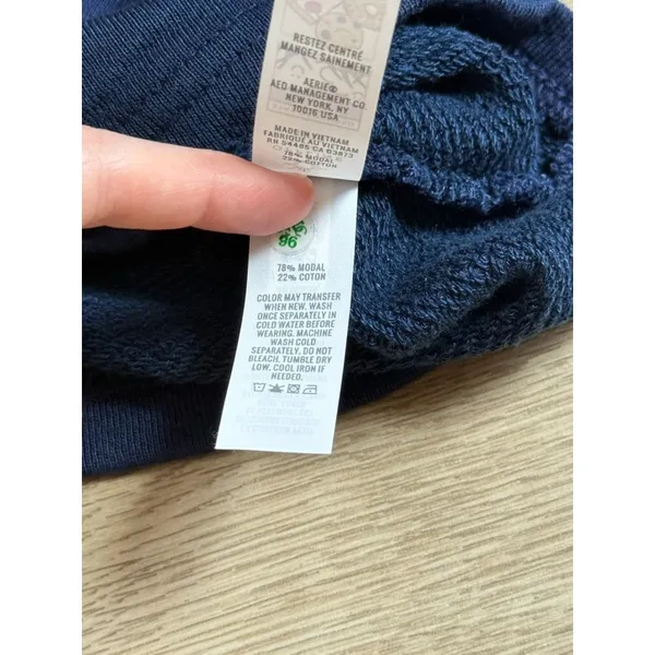 EUC Aerie Offline long sleeve blue cinch front terrycloth sweatshirt Cropped XL - Image 9