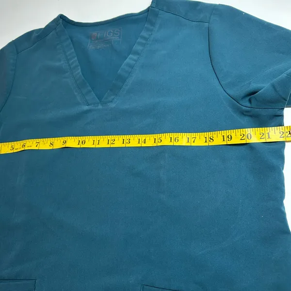 Figs Scrubs Top Womens S Teal Casma Three Pocket V Neck Technical Collection - Image 9