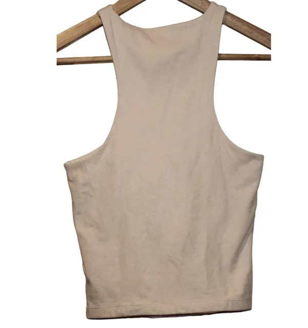 Women's Abercrombie & Fitch White Cotton Twisted Crop Top Tank Top Size Small S - Image 2