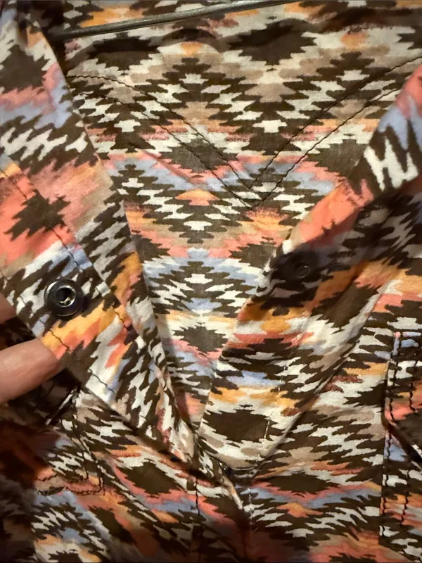 Ariat Women's Aztec-Print Button Down Shirt in Pink, Blue & Brown - Image 3