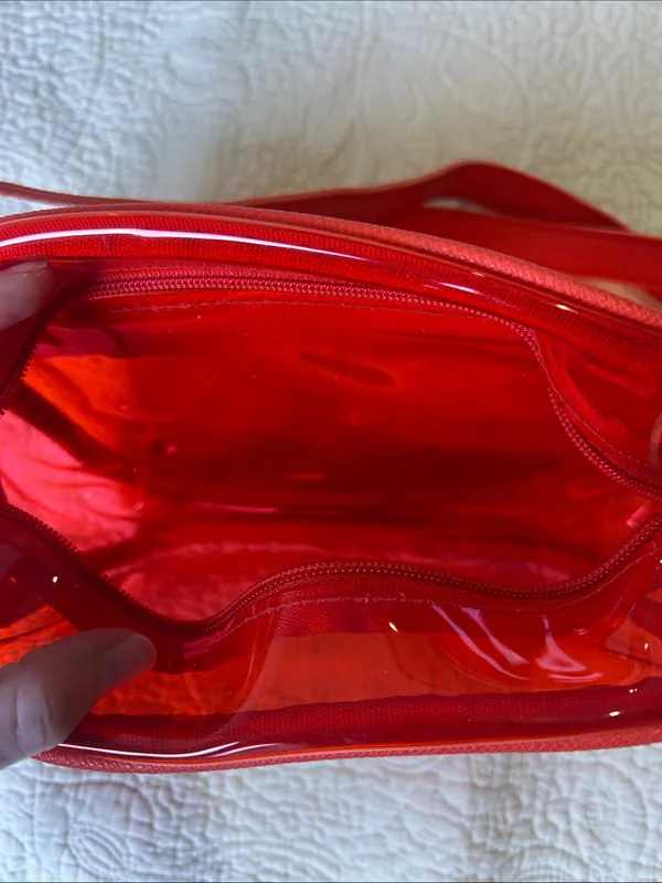 Clear Red Crossbody Bag with Adjustable Strap - Image 3