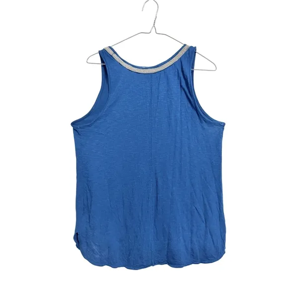 Banana Republic Blue Cotton Modal Tank Top Metallic Chain‎ Trim Size L - Image 7