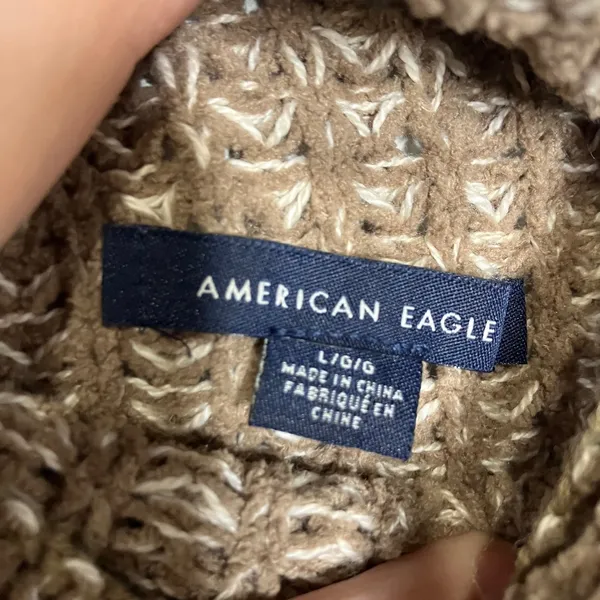American Eagle Outfitters tan‎ brown mock neck sweater chunky women's size large - Image 4
