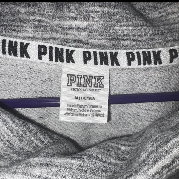 Victoria's Secret PINK gray, black, and white colorblock cowl neck pullover sweatshirt - Medium - Image 4