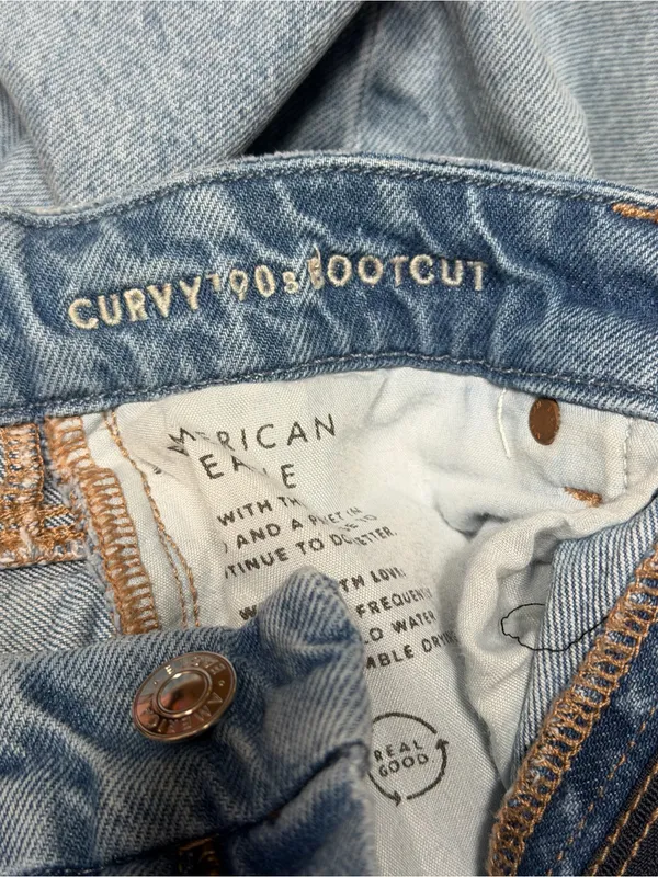 American Eagle Curvy ’90s Bootcut Slit‎ Hem Denim Jeans Light Minimalist AE Chic - Image 12