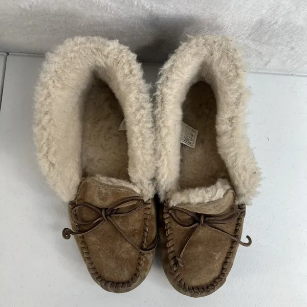 UGG Sz 8 Alena Moccasin‎ Slippers 1004806 Shearling Chestnut Suede Bootie Shoe - Image 6