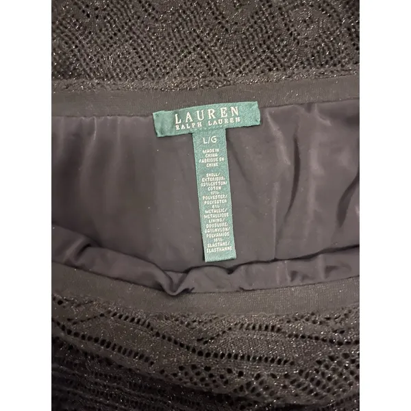 Polo Ralph Lauren Cotton Black Gilter Skirt Elastic Waist Size Large. Night Out - Image 8