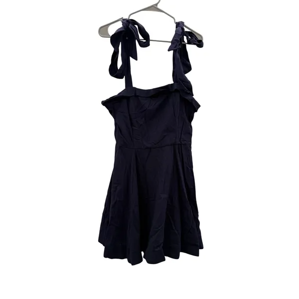 Lulus Navy Blue‎ Linen Blend Tie Shoulder Fit Flare Mini Dress Large NWT New - Image 3