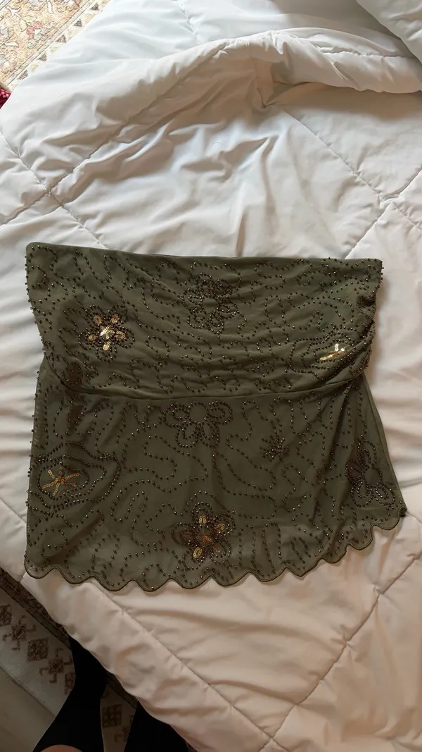 Beaded strapless top Green Size L - Image 2