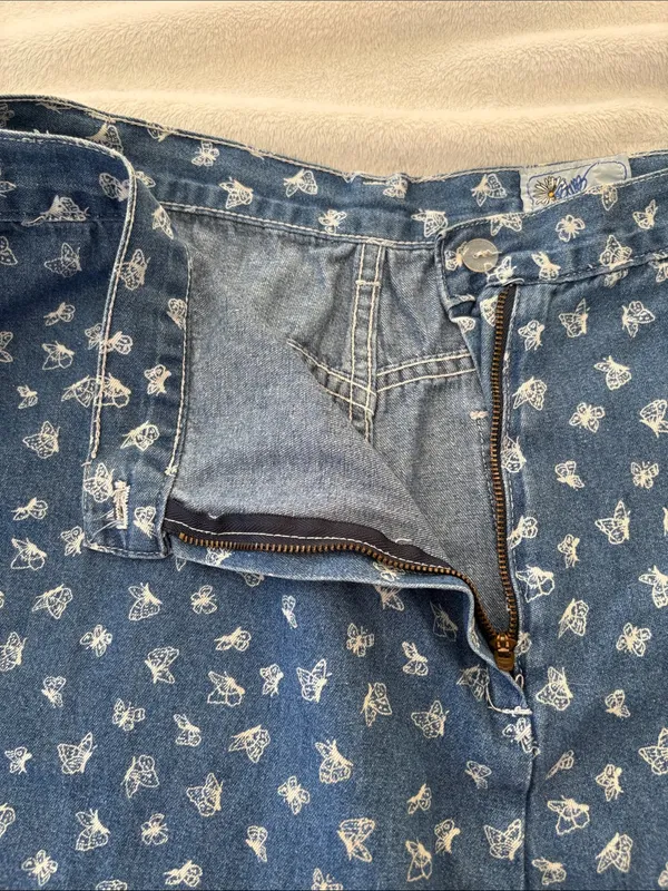 Vintage denim butterfly shorts size 18 32 Denim Floral Wrap Skort in Blue - Image 11