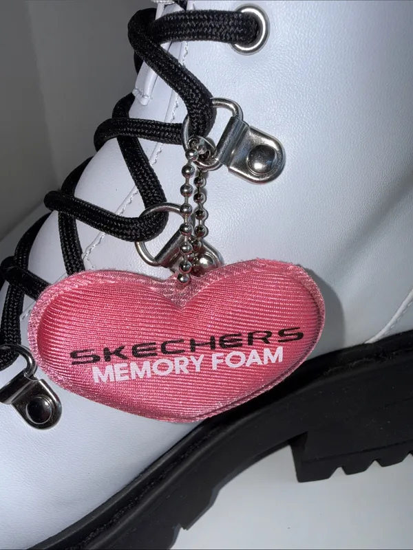 Skechers White Lace-Up Platform Lug Boots with Black Sole - Image 11