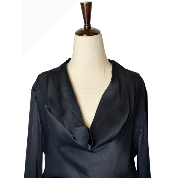 Maeve Plunge Vegan Leather Dress Women 0 Black Cowl Neck Mini Moto‎ Goth Sexy - Image 4