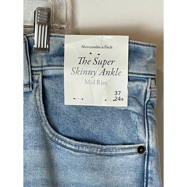 Abercrombie & Fitch Blue Light Wash Super Skinny Ankle Jeans‎ Plus Size 37 - Image 6