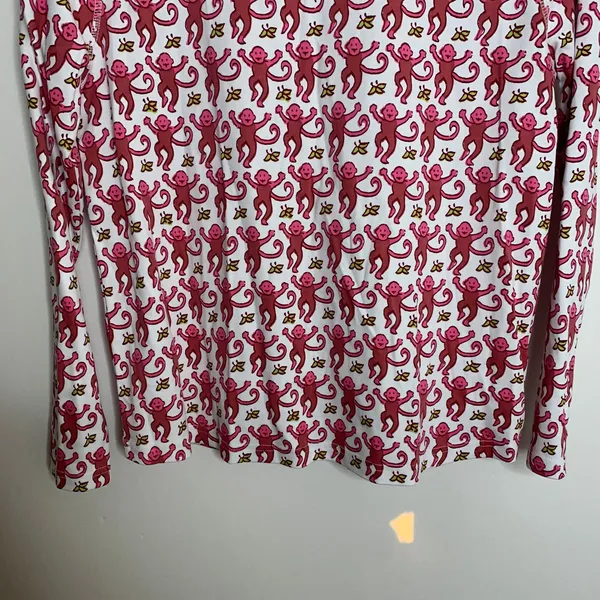 Roller Rabbit Monkey Pajama Top Pink Womens Medium New - Image 4