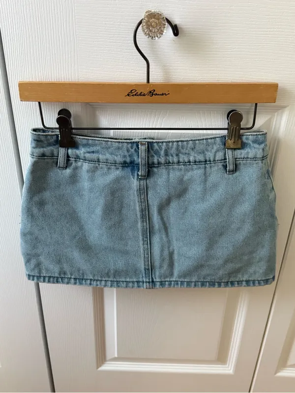 Edikted Chiara Denim Micro Skirt in Light Blue - Image 3