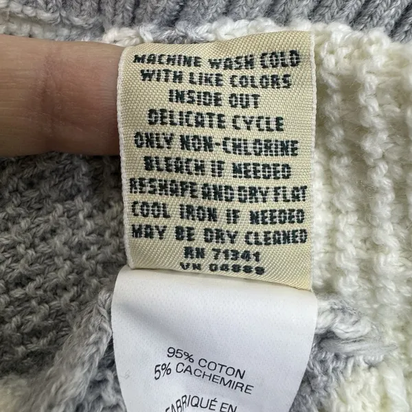 LL Bean Cashmere Cotton Cardigan Size M Gray White Preppy Capsule Outdoorsy - Image 5