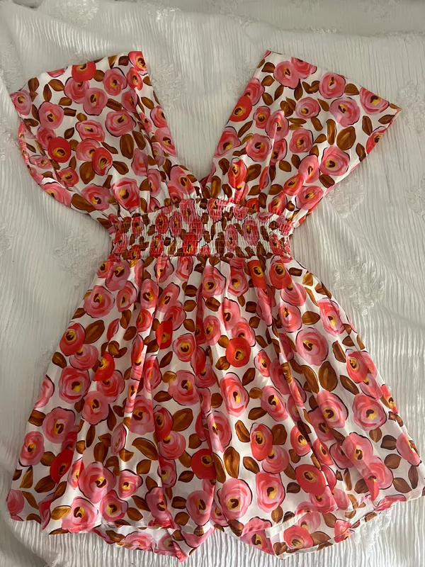 Urban Outfitters Kiss The Sky Floral V-Neck Romper - Image 4