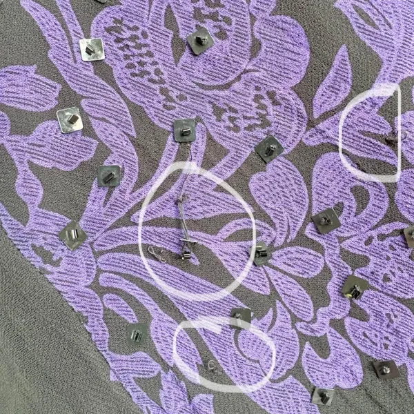 VTG Y2K Maxi Dress 8 Black Purple Beaded Floral Cowl Neck Whimsigoth Vampy‎ Goth - Image 10