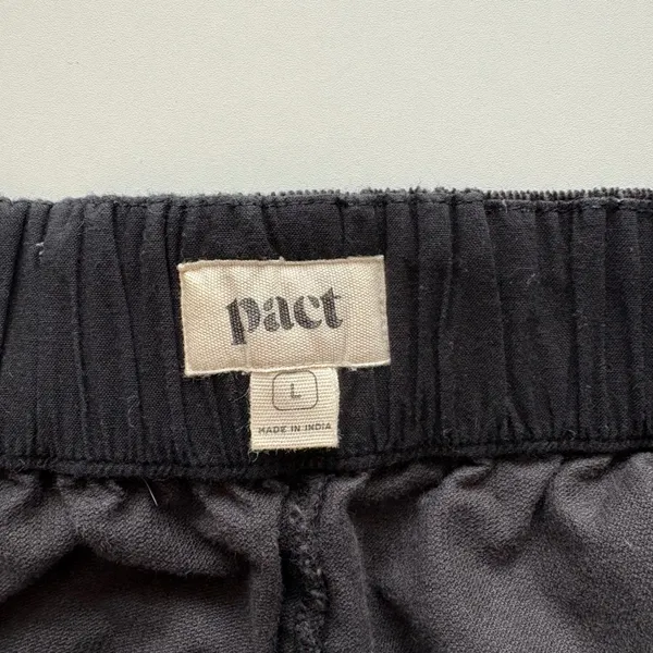 Pact Corduroy Pants Women Large Black‎ Organic Cotton Wide Leg Elastic Waist - Image 3