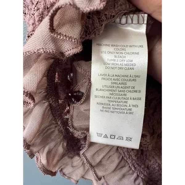 Free People Boho Rose Lace Long Sleeve Crop Top with Ruffle Trim - Image 11