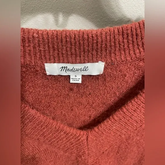 Madewell Bartlett V-Neck Pullover Knit Brown‎ Women's Size Small - Image 4