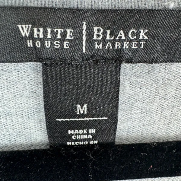 White House Black Market Womens Heather Grey V-Neck Knit Pullover Hoodie Size M - Image 5