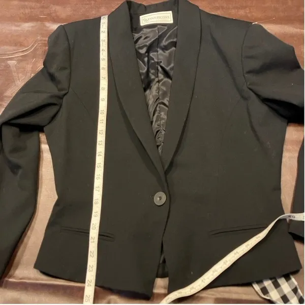 Vintage 80's Evan Picone Worsted Wool‎ Black SIngle Button Blazer Womens 10/12 - Image 15