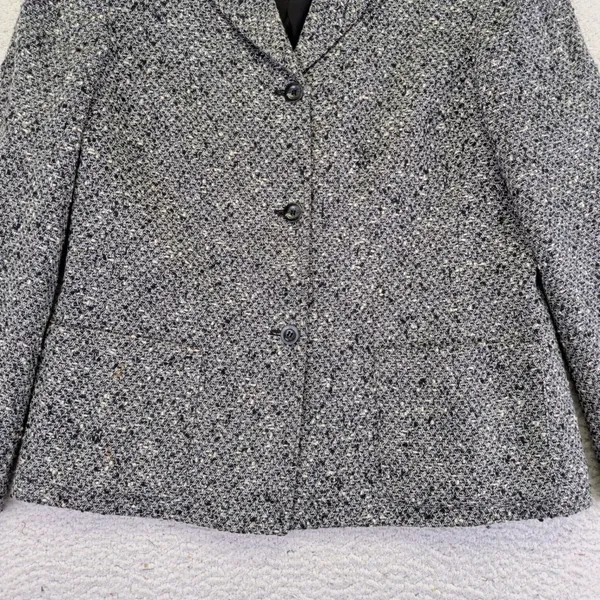 Vtg JONES WEAR Women's Blazer 14 Black White Tweed Collar Button‎ Front Jacket - Image 4
