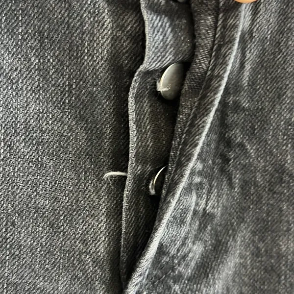 Zara Black Washed Denim Button Fly Straight Denim USA 6 - Image 7
