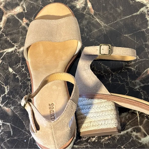 Soludos Anthropologie Capri Espadrilles Block Heel Tan Suede Women’s Size 8.5 - Image 8