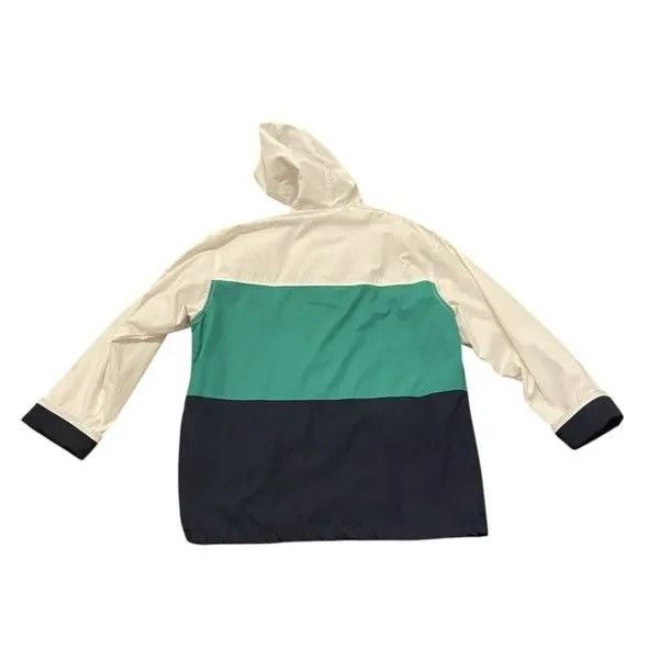 Vintage IZZI Jacket Womens Small White Blue Green Nautical‎ Grandpa Striped - Image 2