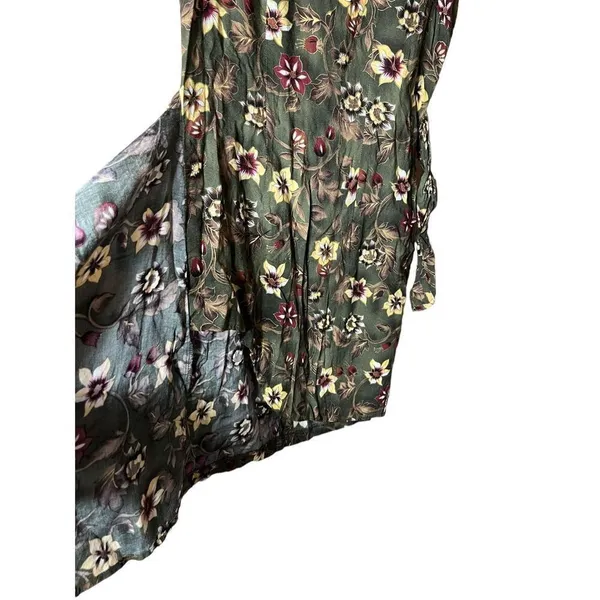Vintage Tickets 90s Green Floral Print Wrap Dress‎ Size 5/6 - Image 4
