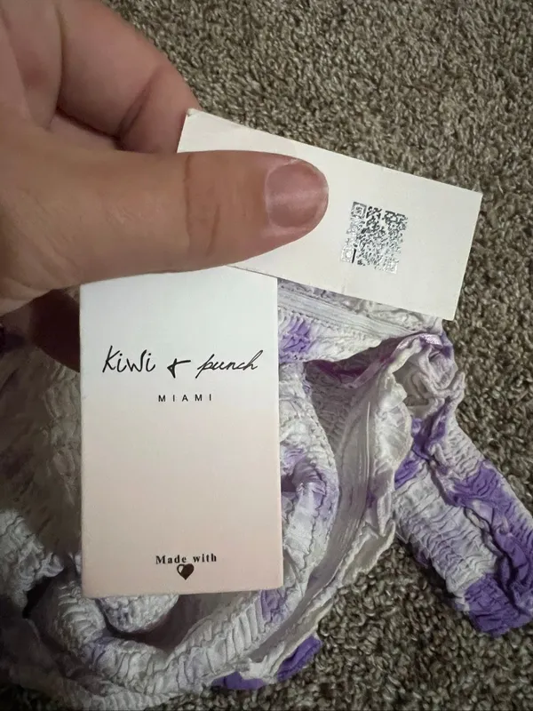 Kiwi & Punch Purple And White Top Womans Small New - Image 5