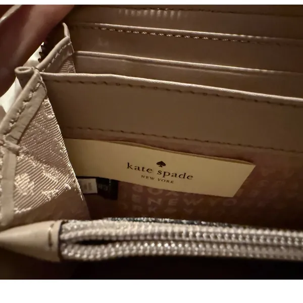Kate Spade New York Crossgrain Leather Zip Around Wallet Dusty Rose Taupe - Image 4